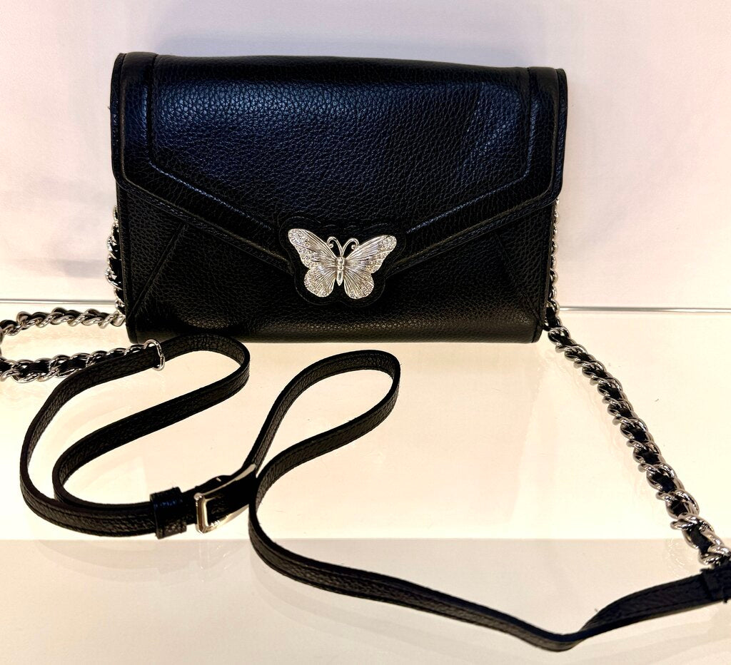 BRIGHTON BLACK SOLSTICE BUTTERFLY ENVELOPE ORGANIZER CROSSBODY