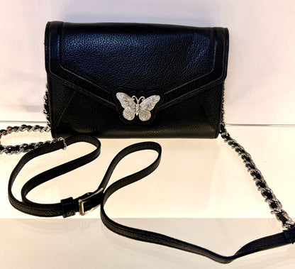 BRIGHTON BLACK SOLSTICE BUTTERFLY ENVELOPE ORGANIZER CROSSBODY