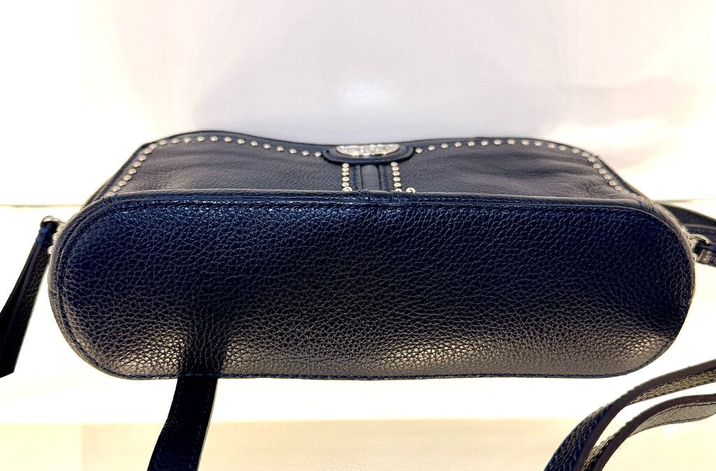 BRIGHTON NAVY JOJO PRETTY TOUGH POBBLE LEATHER CROSSBODY