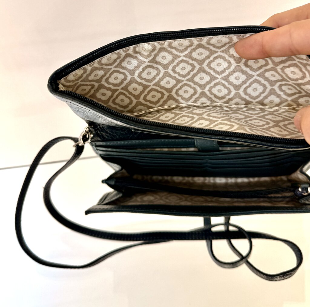 BRIGHTON GREEN/BLUE FLAP CLOSURE SOFT LEATHER CROSSBODY
