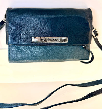 BRIGHTON GREEN/BLUE FLAP CLOSURE SOFT LEATHER CROSSBODY