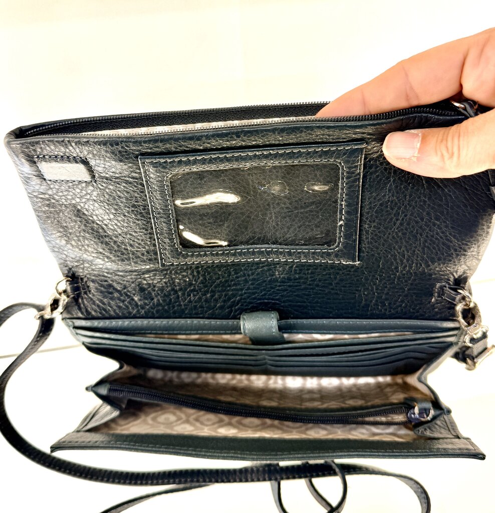 BRIGHTON GREEN/BLUE FLAP CLOSURE SOFT LEATHER CROSSBODY