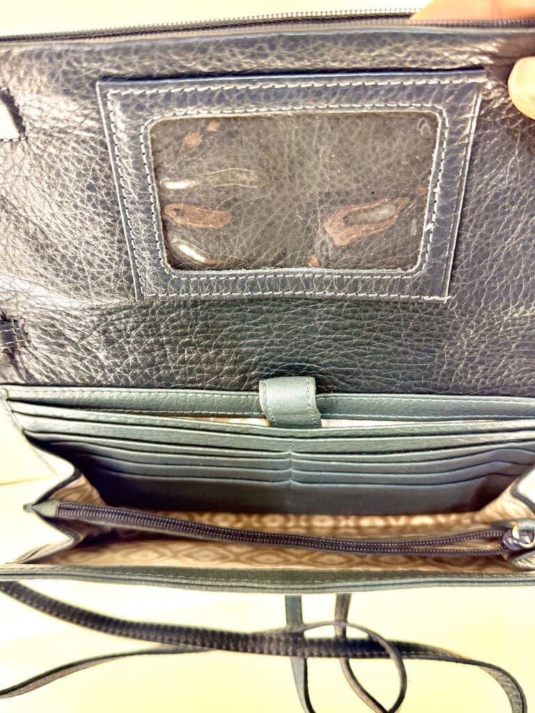 BRIGHTON GREEN/BLUE FLAP CLOSURE SOFT LEATHER CROSSBODY