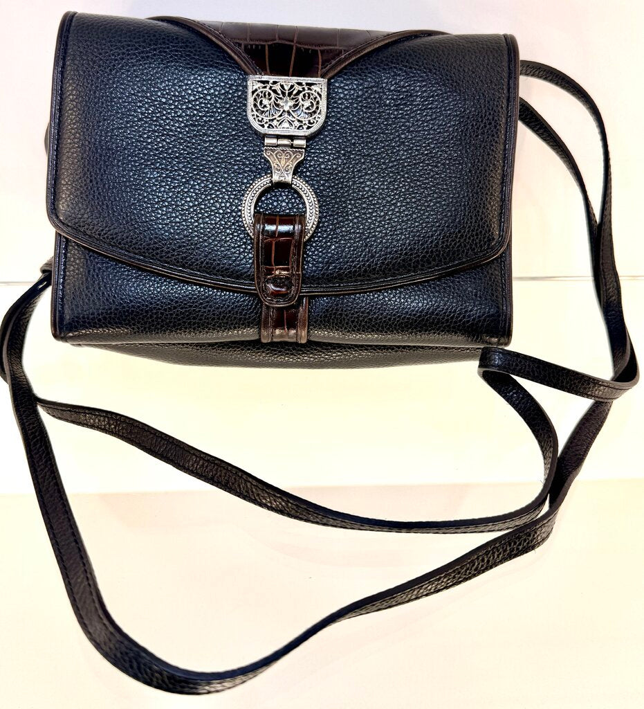 BRIGHTON BLK W/BROWN ACCENT NEPAL ORGANIZER CROSSBODY