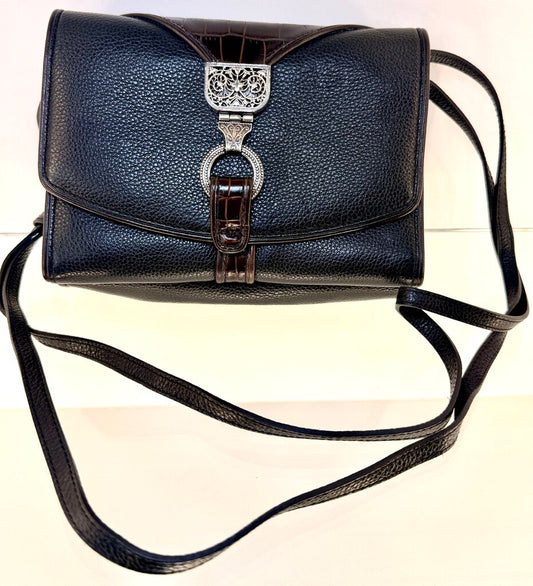 BRIGHTON BLK W/BROWN ACCENT NEPAL ORGANIZER CROSSBODY