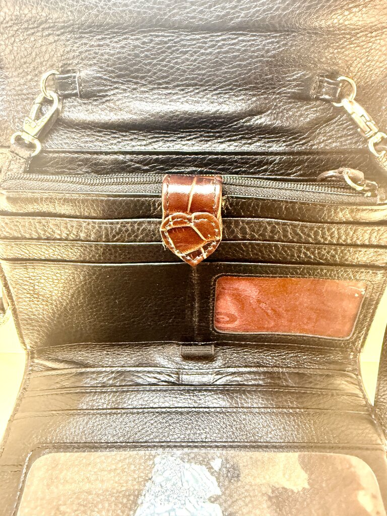 BRIGHTON BLK W/BROWN ACCENT NEPAL ORGANIZER CROSSBODY
