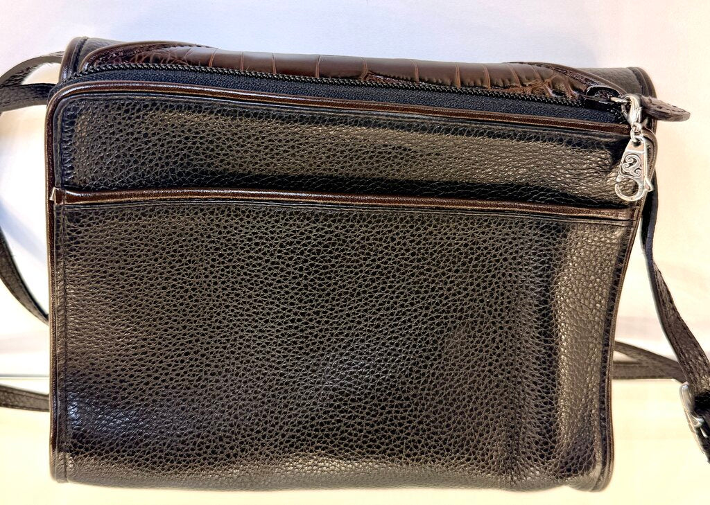BRIGHTON BLK W/BROWN ACCENT NEPAL ORGANIZER CROSSBODY