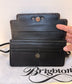BRIGHTON BLK/BROWN LEATHER WALLET ON STRAP CROSSBODY