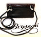 BRIGHTON BLK/BROWN LEATHER WALLET ON STRAP CROSSBODY