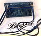 BRIGHTON GREEN/BLUE SNAKE SKIN LOOK TRI FOLD WALLET ORGANIZER CROSSBODY