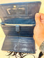 BRIGHTON GREEN/BLUE SNAKE SKIN LOOK TRI FOLD WALLET ORGANIZER CROSSBODY
