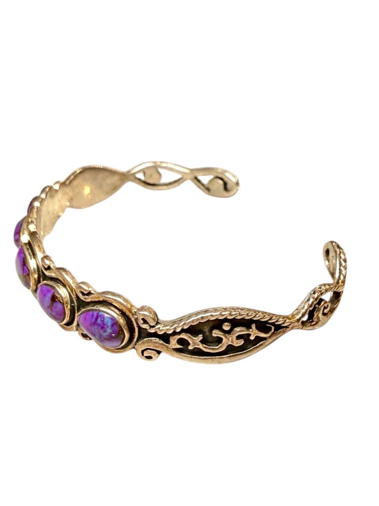 SS 5 PURPLE TURQ CUFF BRACELET