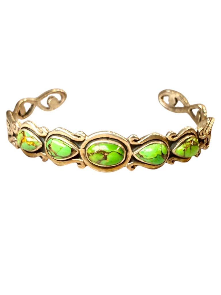 SS GREEN TURQ CUFF BRACELET