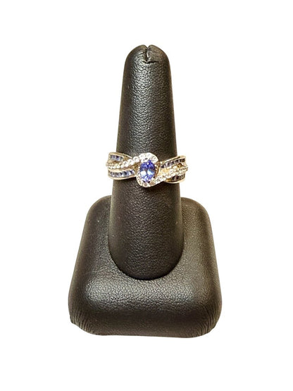 SS OVAL TANZANITE W/BAG RB RING SZ 8
