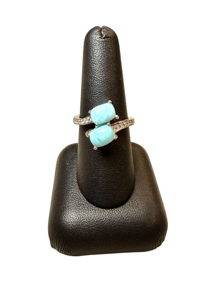 SS LARMAR OVAL STONES BYPASS W/STONES ON BAND SZ 8