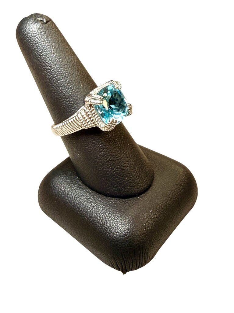 KARIS/PLATED BLUE TOPAZ ROPE DESIGN RING SZ 8
