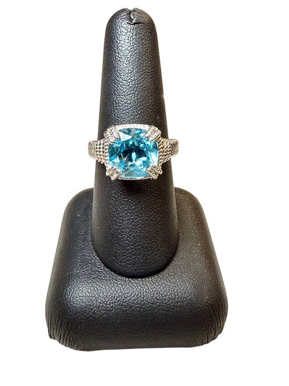 KARIS/PLATED BLUE TOPAZ ROPE DESIGN RING SZ 8