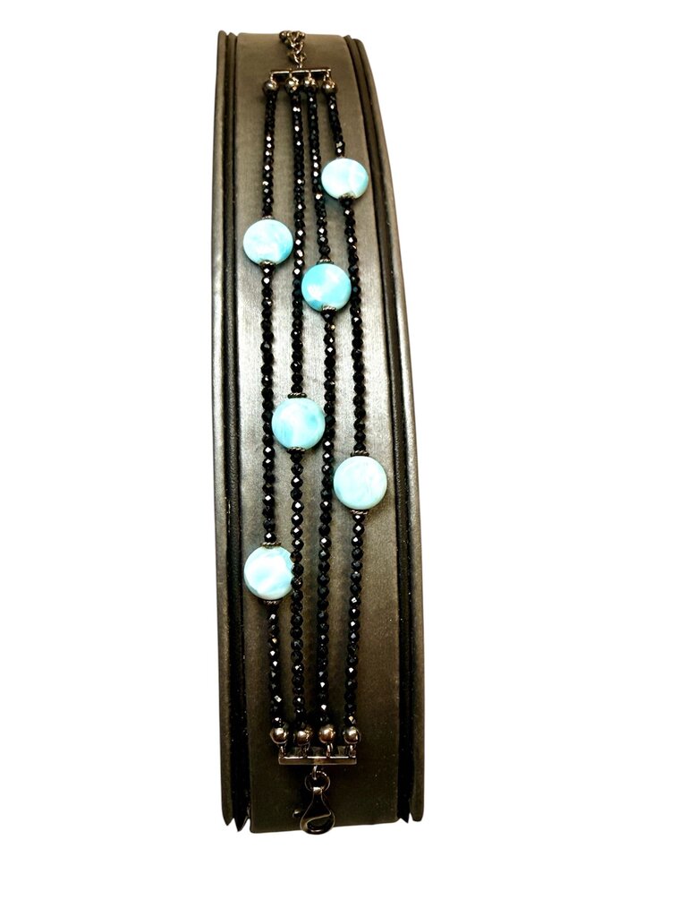 PLATED LARMAR/BLK SPINEL MULTI STRAND BRACELET