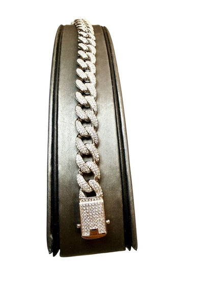 SS 11.7MM MOISANITE 8" CUBAN BRACELET