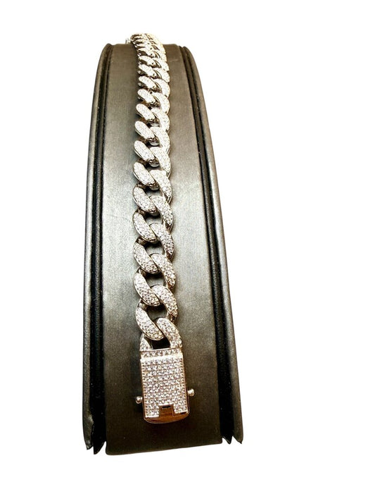 SS 11.7MM MOISANITE 8" CUBAN BRACELET