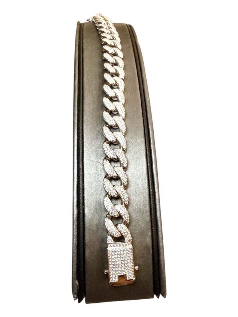 SS 11.7MM MOISANITE 8" CUBAN BRACELET