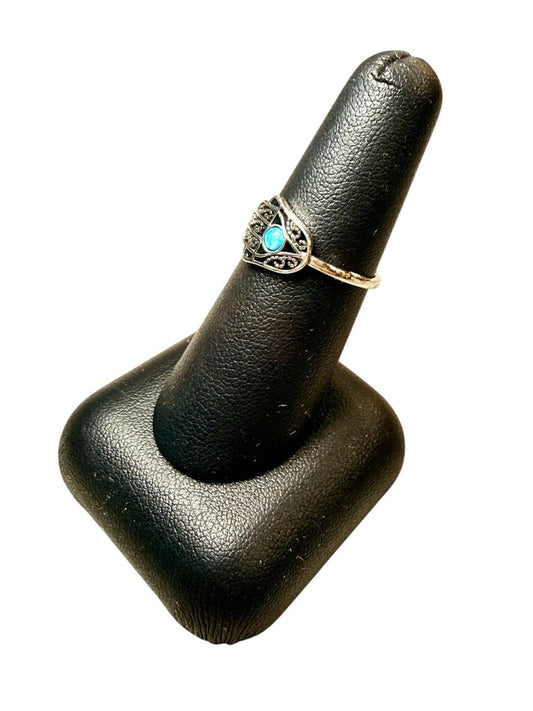 SS OPAL HAMSA HAND RING SZ 7
