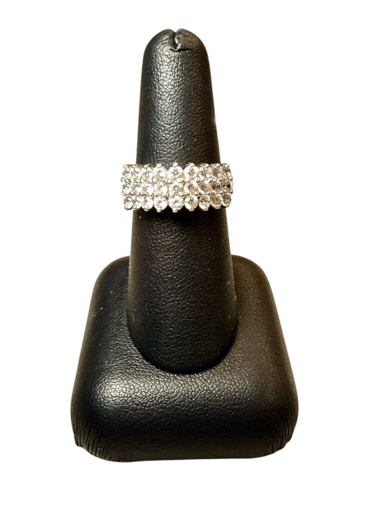 SS TRIPPLE ROW GRADUATED CZ RIGN SZ 7