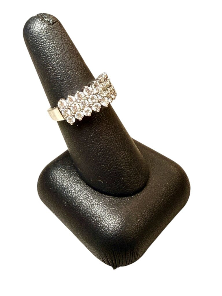 SS TRIPPLE ROW GRADUATED CZ RIGN SZ 7
