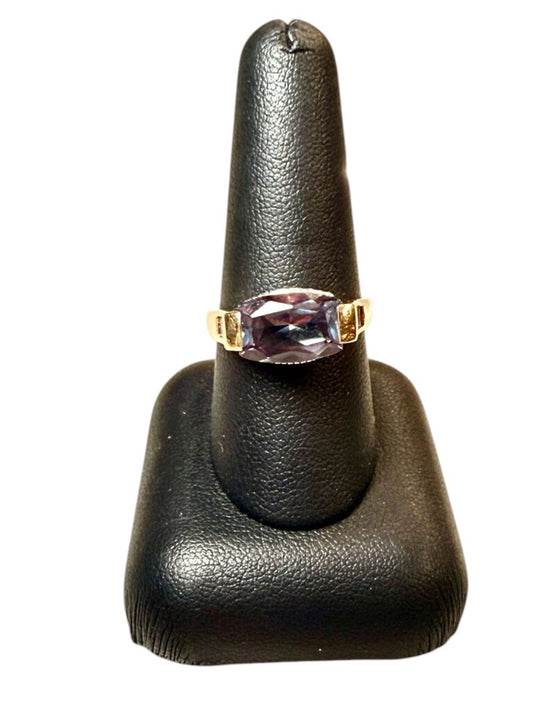 SS/GP MYSTIC TOPAZ FANCY EMERALD CUT SZ 9