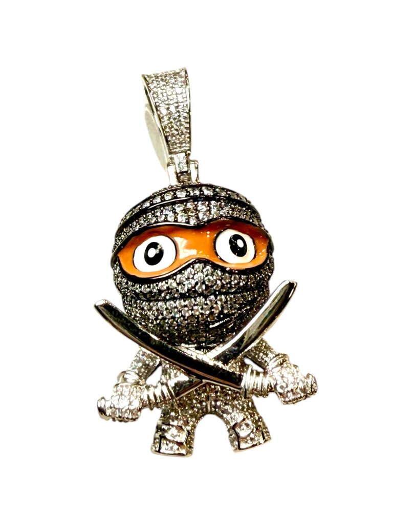 SS CZ ICED OUT NINJA PENDANT NO CHAIN