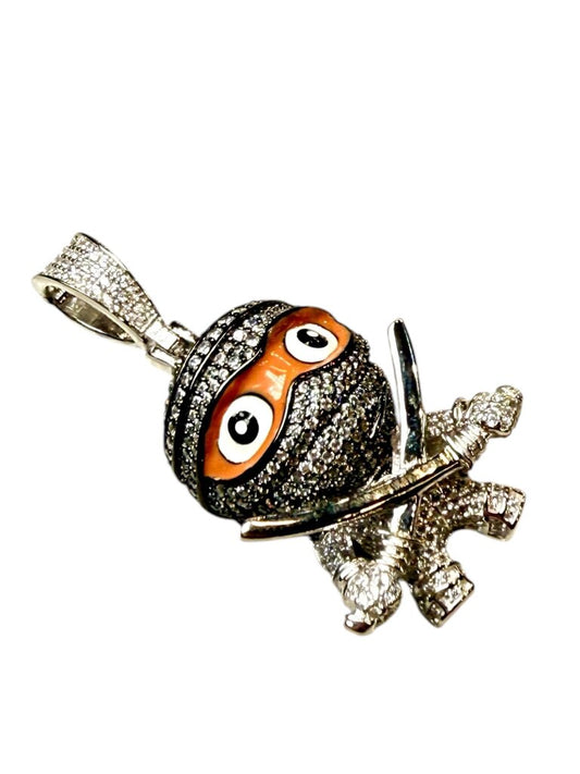 SS CZ ICED OUT NINJA PENDANT NO CHAIN