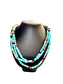 SS TOMMY SINGER TRIPLE STRAND TURQ CORAL ONYX BEADED NECKLACE 28"
