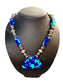 SS AZURITE GREEN MALACHITE STONE W/SS BEADS NECKLACE 32"