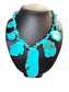 SS TURQ LARGE SLAB GRADUATED STYLE NECKLACE 24"