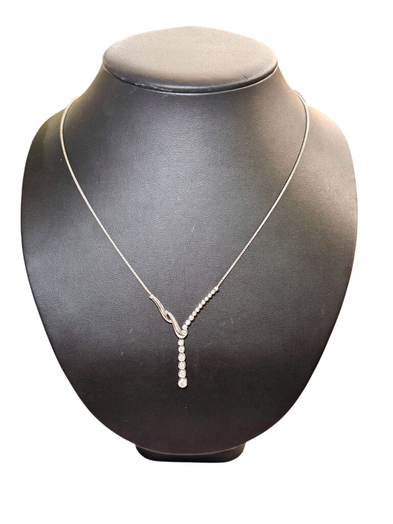 14KT WG 5/8TW BEZEL SET JOURNEY STYLE NECKLACE