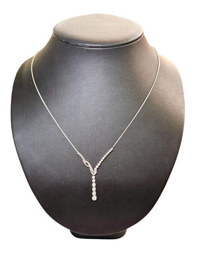 14KT WG 5/8TW BEZEL SET JOURNEY STYLE NECKLACE