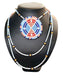 NATIVE AMERICAN BEADED MEDALLION NECKLACE 3STRANDS BRASS BEADS