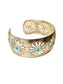 SS TURQ FLOWER DESIGN CUFF BRACELET