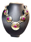 SOUTH WESTERN CONCHO DISC CABACHAN PURPLE STONE NECKLACE W/MATCHING EARRINGS