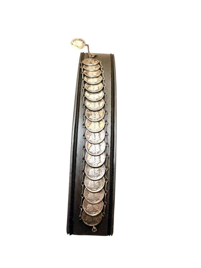 SS TRENCH ART OR SWEET HEART JEWELRY WWII ERA MERCURY DIME BRACELET