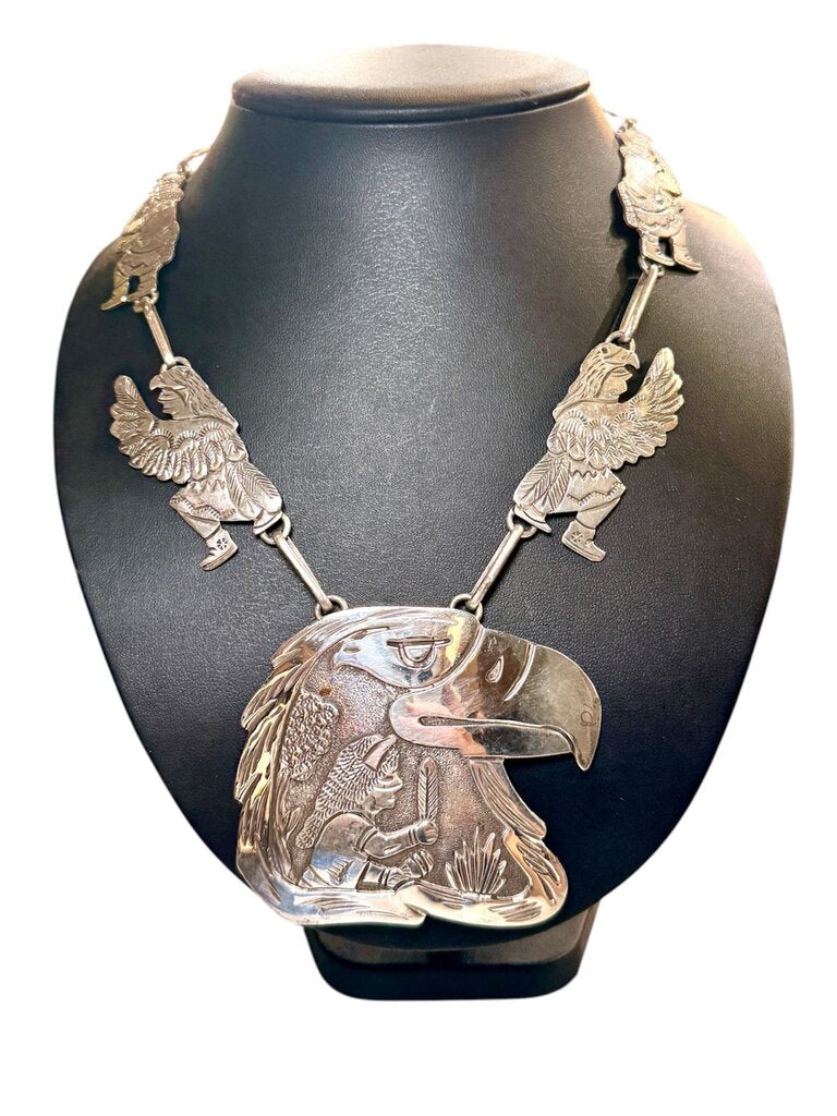 SS FLOYD BECENTI EAGLE PENDANT W/MEN W/FEATHER DANCERS NECKLACE