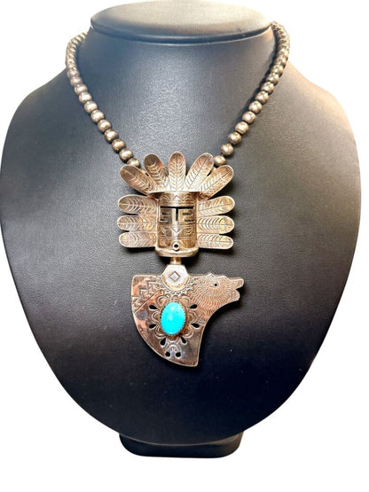 SS ELVIS NELSON NAVAJO INDIAN KACHINA SHADOW BOX PENDANT
