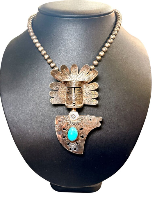 SS ELVIS NELSON NAVAJO INDIAN KACHINA SHADOW BOX PENDANT