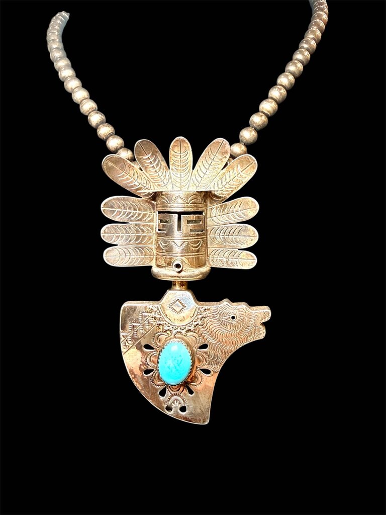 SS ELVIS NELSON NAVAJO INDIAN KACHINA SHADOW BOX PENDANT