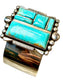 SS STAMPED LARGE CUFF TURQ T. MONE INLAY STYLE W/BEADED ACCENT