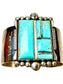 SS STAMPED LARGE CUFF TURQ T. MONE INLAY STYLE W/BEADED ACCENT