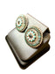 SS ZUNI NEEDLEPOINT LARGE ROUND STUD EARRINGS W/WHITE SHELL
