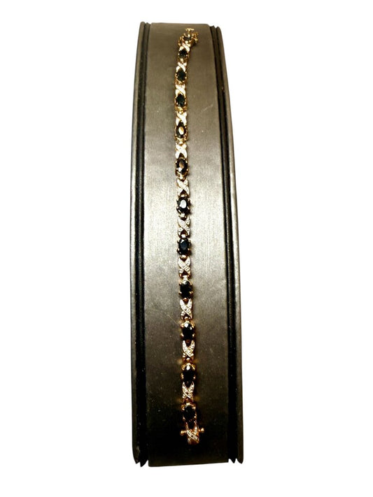 SS/GP "XO STYLE" OVAL SAPPHIRE BRACELET