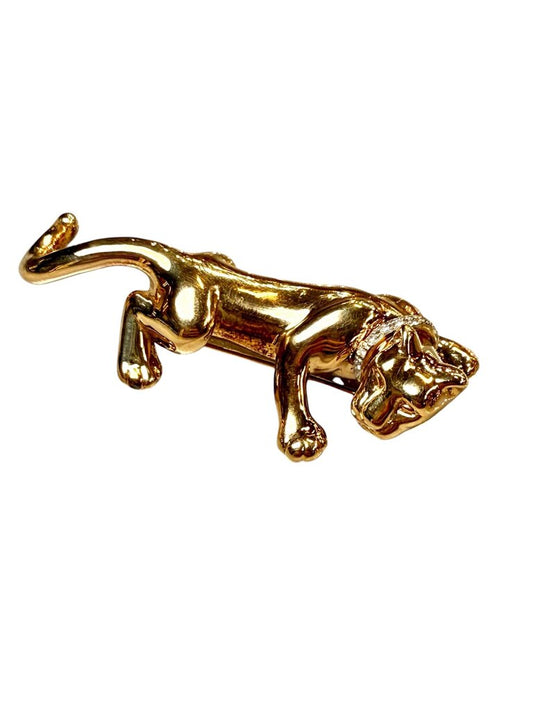 14KT YG PANTHER PIN W/DIA COLLAR PIN