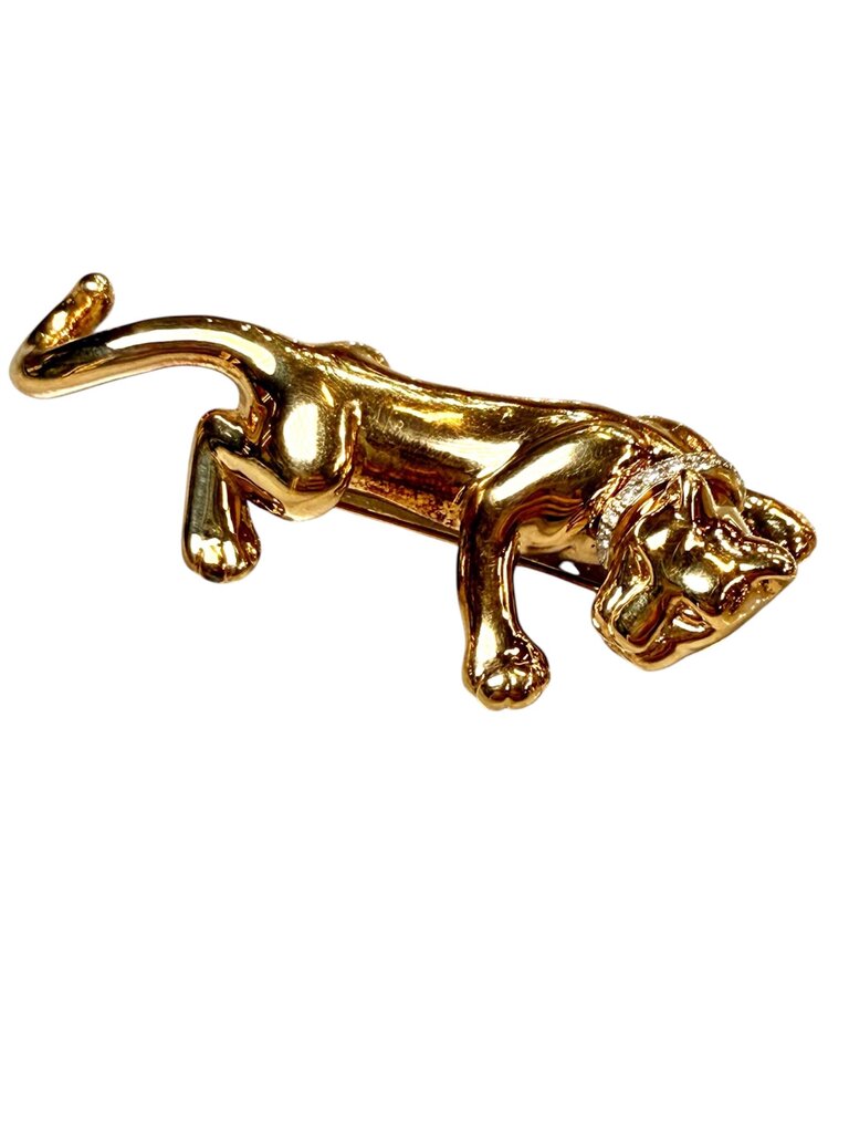 14KT YG PANTHER PIN W/DIA COLLAR PIN